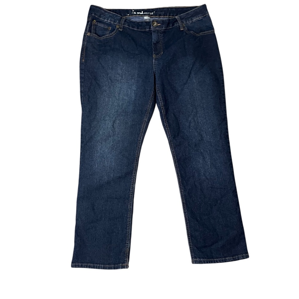 Natural Reflections Mid Rise Straight Leg Jeans Embroidered Dark Wash 16P